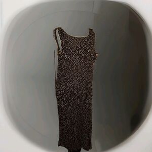 Studio I Women's Sleeveless Column Maxi Black Polka dot Dress Size 10 Vtg NOS